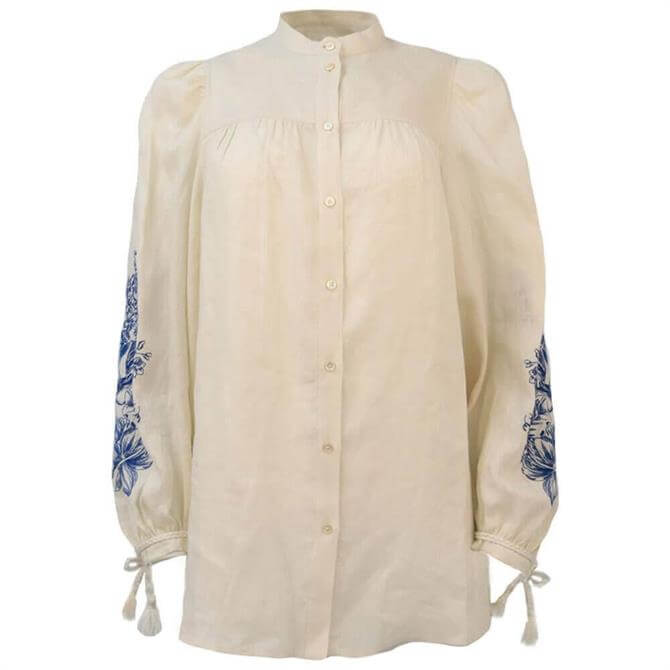 Weekend Max Mara Large Linen Embroidered Shirt